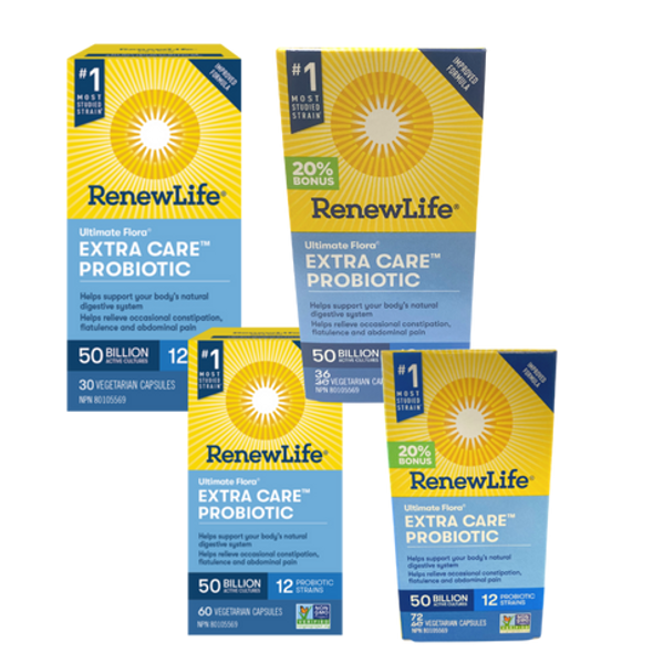 RenewLife Ultimate Flora Extra Care Probiotic 50 Billion Active Cultures - featuring all sizes