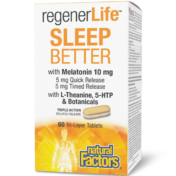 Natural Factors RegenerLife Sleep Better Tri-layer Tablets - front of product