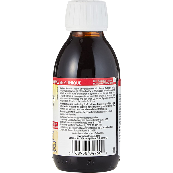 Natural Factors Echinamide Cold & Cough Syrup in a Base of Honey - Back