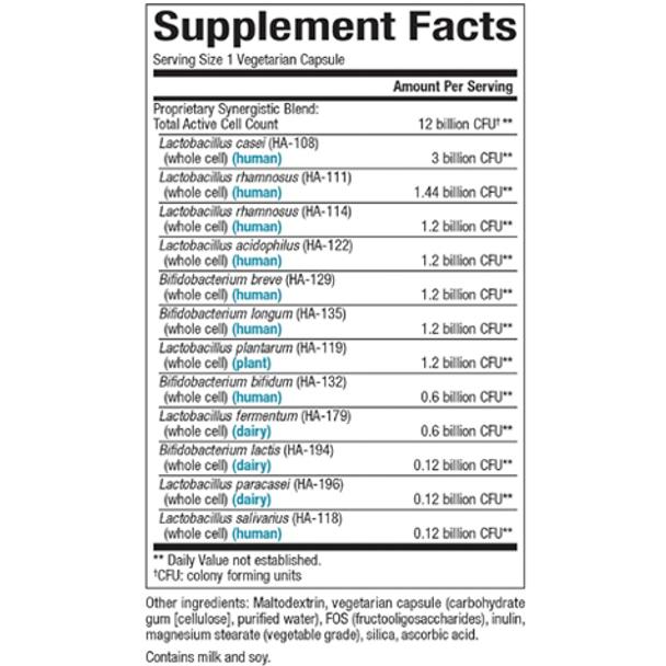 Natural Factors Ultimate Multi Probiotic 12 Billion 12 Strain Formula - Supplement fact