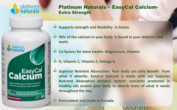 Platinum Naturals EasyCal Calcium Extra Strength Softgels - Benefits