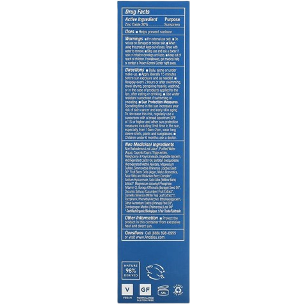 Andalou Naturals Clear Skin Argan Stem Cell Benefit Balm - back of packaging