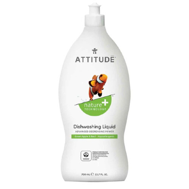 Attitude Green Apple & Basil Dishwashing Liquid 700 ml Canada Natural Vegan degreasing