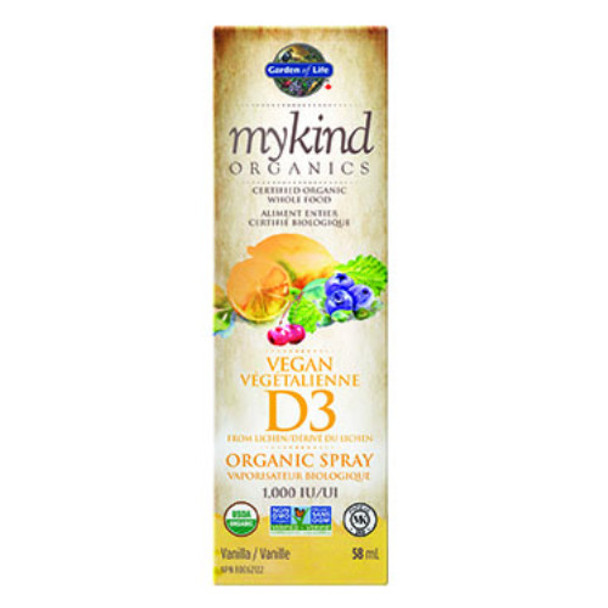 Garden of Life mykind Organics Vegan Vitamin D3 Organic Spray Vanilla Flavour 58 ml  Canada