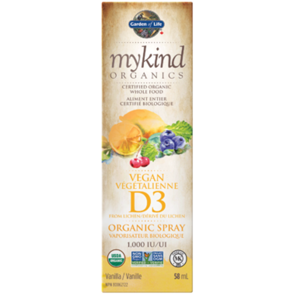 Garden of Life mykind Organics Vegan Vitamin D3 Organic Spray Vanilla Flavour 58 ml
