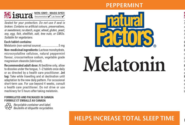 Natural Factors Stress-Relax Peppermint Melatonin 3 mg - Label