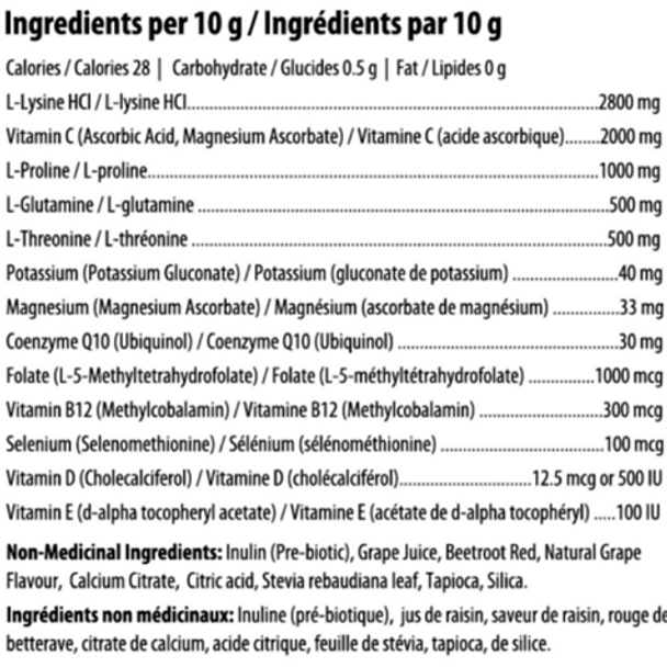 Innotech Cardioflex Q10 Powder - Grape Ingredients