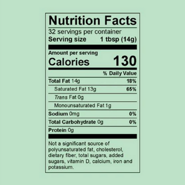 Omega Nutrition Organic Coconut Oil - nutrition facts