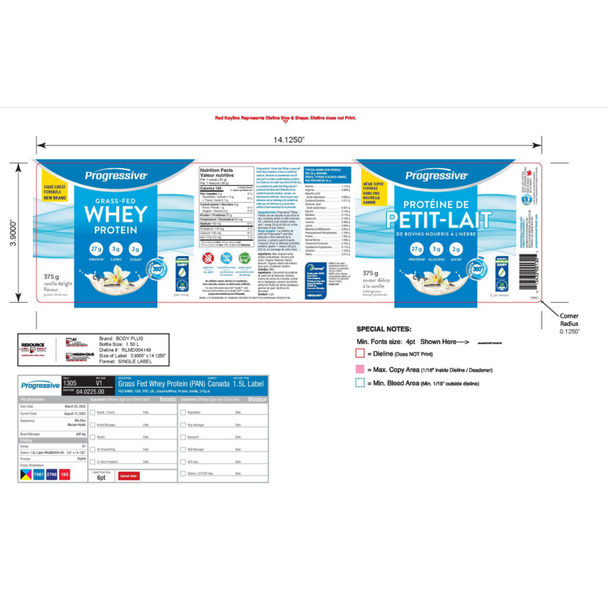 Grass Fed Whey Protein featuring  375g Vanilla label