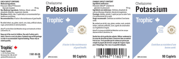 Trophic Potassium Bisglycinate Caplets - Label