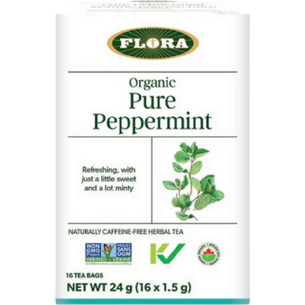 Flora Organic Pure Peppermint Herbal Tea - front of product