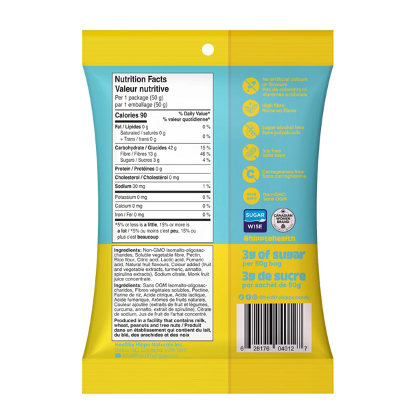 healthy hippo Natural Gummies nutrition label for Sour Hippo flavour