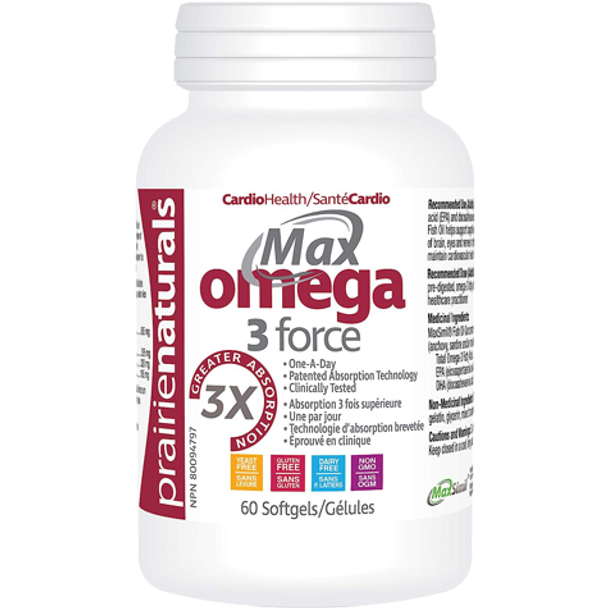 Prairie Naturals Max Omega 3 Force Softgels Front