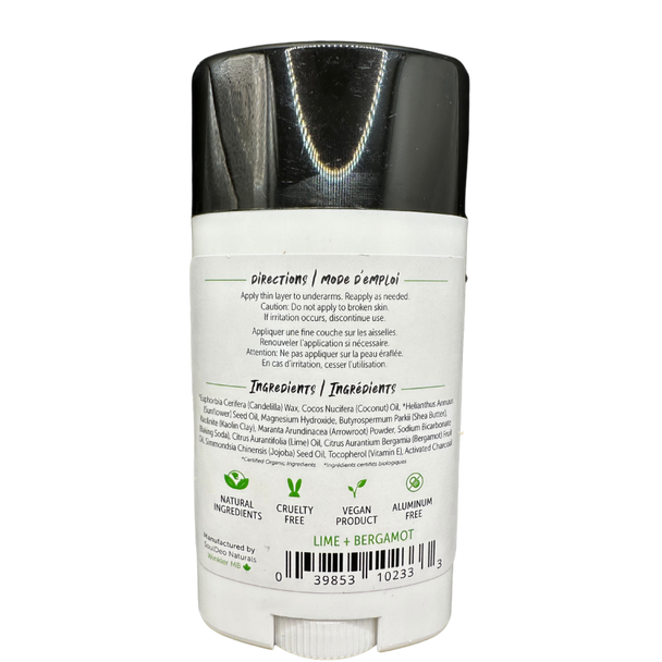 SOULDEO Magnesium + Charcoal Enriched Natural Deodorant Lime + Bergamot Ingredients