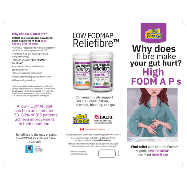 Organic Low FODMAP Reliefibre informative brochure