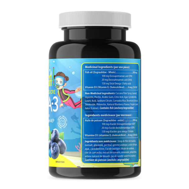 High EPA Kids Omega-3 Gummies featuring ingredients