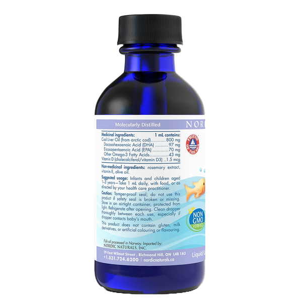 Nordic Naturals Baby's DHA Liquid 60 ml - Back Bottle