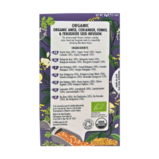 Heath & Heather Organic After Dinner Seed Supreme Tea - Ingredients List