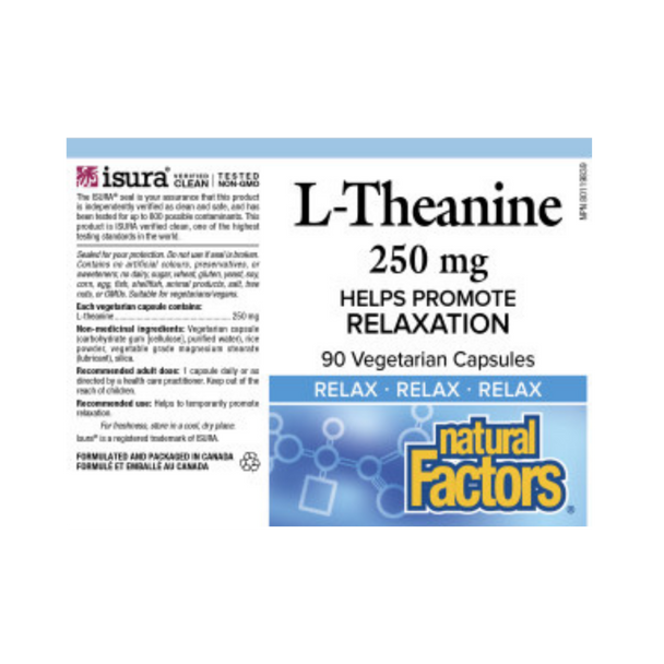 Natural Factors L-Theanine 250 mg - english label