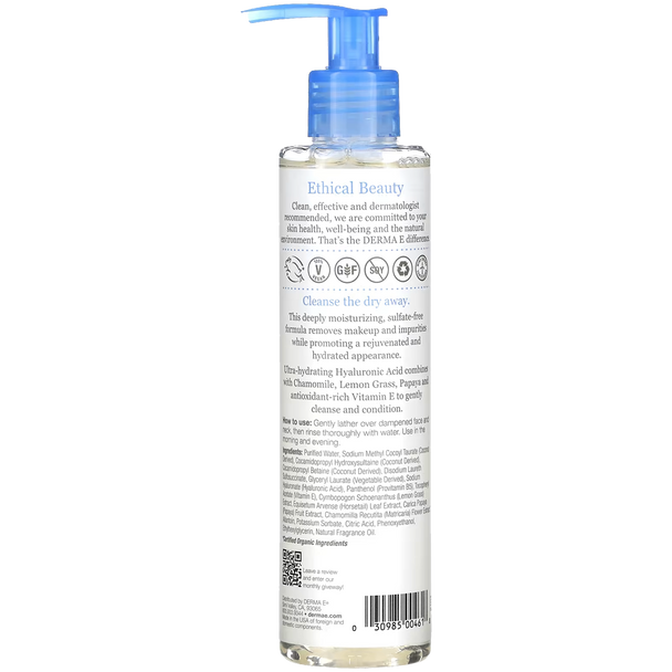 Derma E Hydrating Cleanser with Hyaluronic Acid - Back