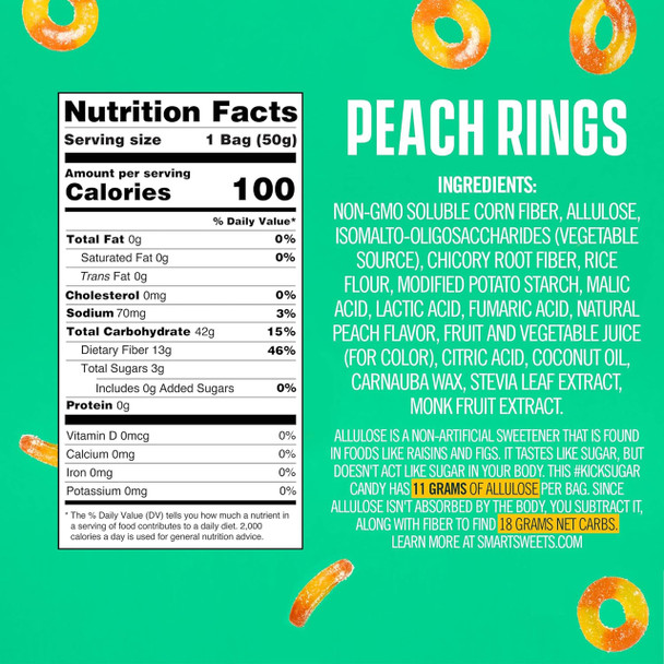 SmartSweets Peach Rings Candy - Nutrition