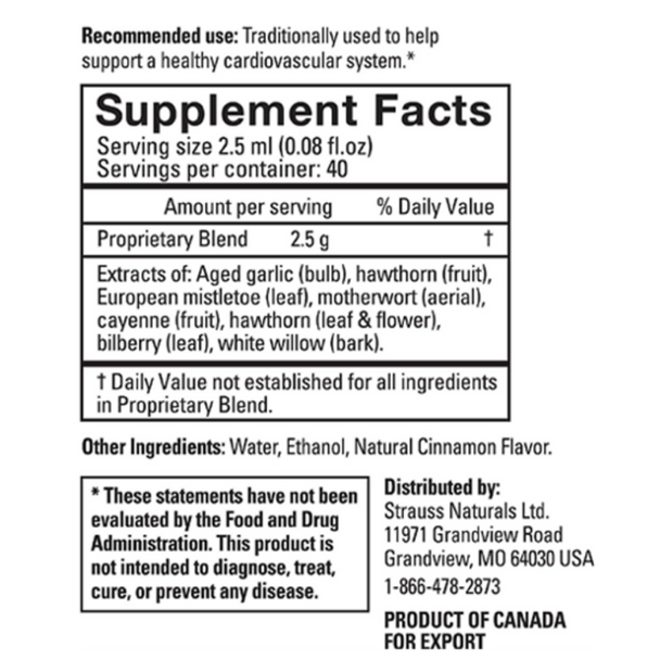 Strauss Heartdrops - supplements facts