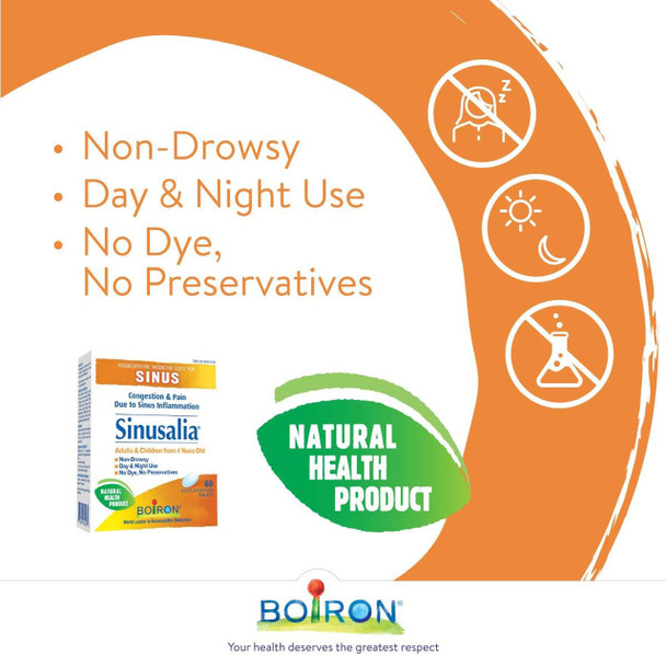 Boiron Sinusalia Homeopathic Sinus Relief Tablets - Featurs