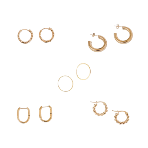 Petite Gold Assorted Hoops