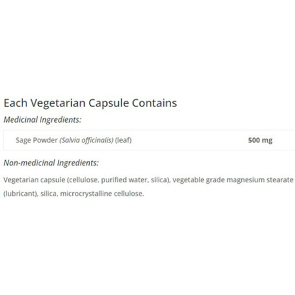 WomenSense Sage Leaf Vegetarian Capsules - Ingredients