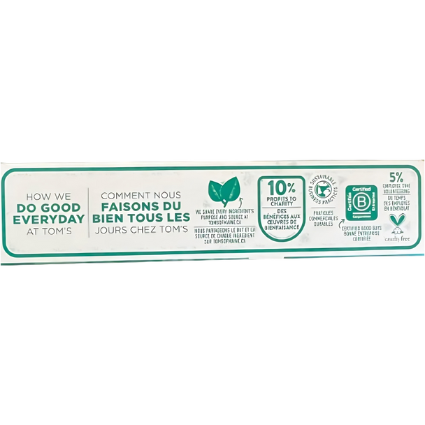 Tom's of Maine Clean & Fresh Natural Fluoride Free Fennel Toothpaste - back