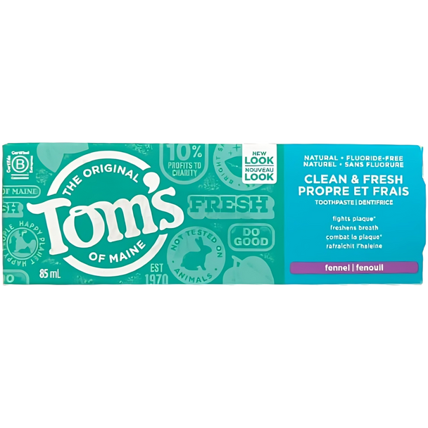 Tom's of Maine Clean & Fresh Natural Fluoride Free Fennel Toothpaste - Pack