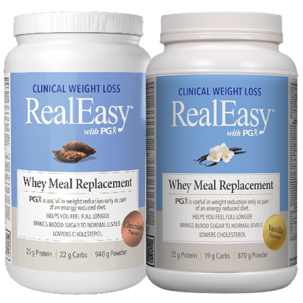 Natural Factors RealEasy with PGX Whey Meal Replacement - both flavors