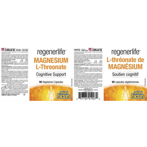 Natural Factors regenerLife Magnesium L-Threonate - label