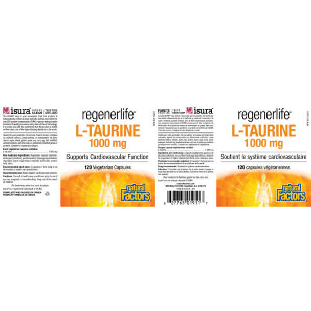 Natural Factors regenerLife L-Taurine 1000 mg Capsules