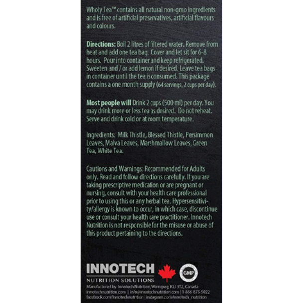 Innotech Nutrition Wholy Tea - Product Label