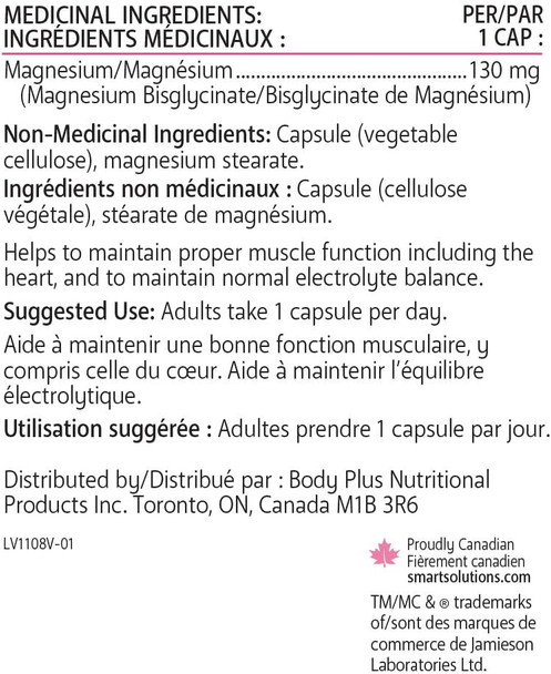 Smart Solutions Lorna Vanderhaeghe Magnesium Bisglycinate 130 mg Capsules - Ingredient