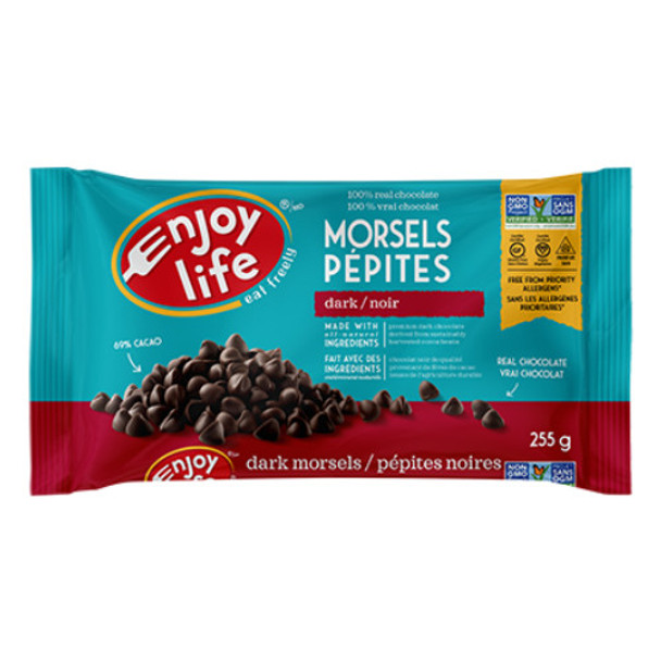Enjoy Life Dark Chocolate Morsels are gluten free and nut free