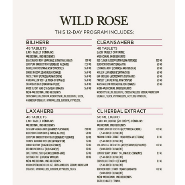 Wild Rose - Herbal D-Tox Ingredients List