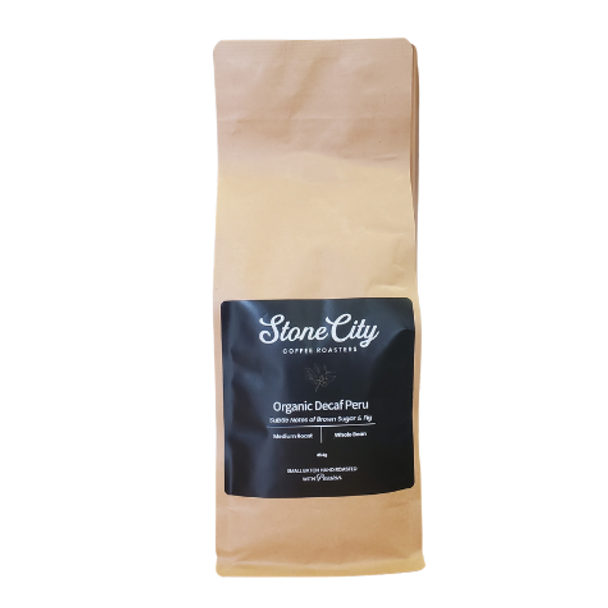 Stone City Coffee Roasters - Medium Roast Organic Decaf Peru Whole Bean Coffee