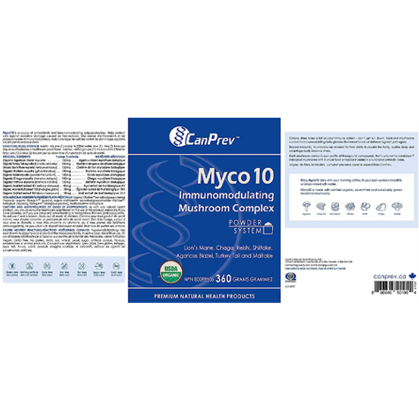 CanPrev Myco 10 Mushroom Complex Powder - Product label