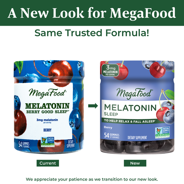 MegaFood Melatonin Berry Gummies 3mg - Old New