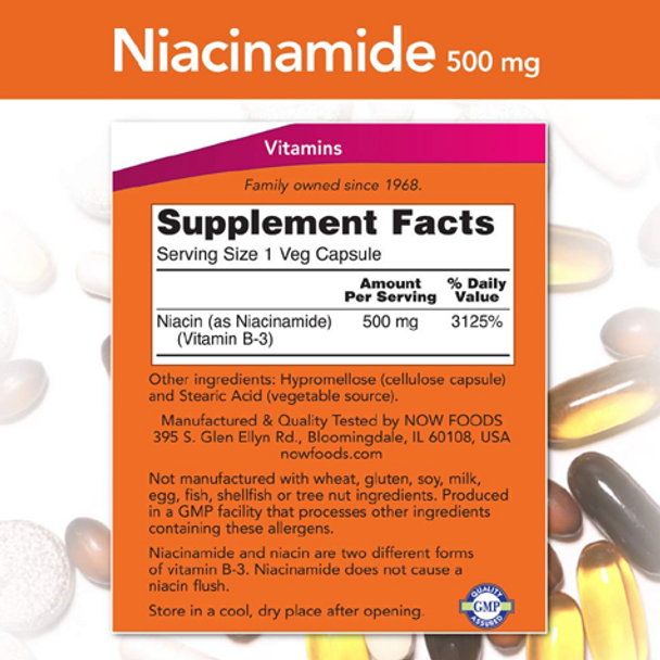 NOW Niacinamide 500 mg Capsules - fact