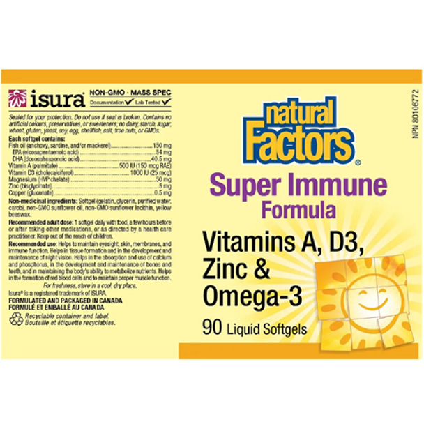 Natural Factors Super Immune Formula Softgels - product label