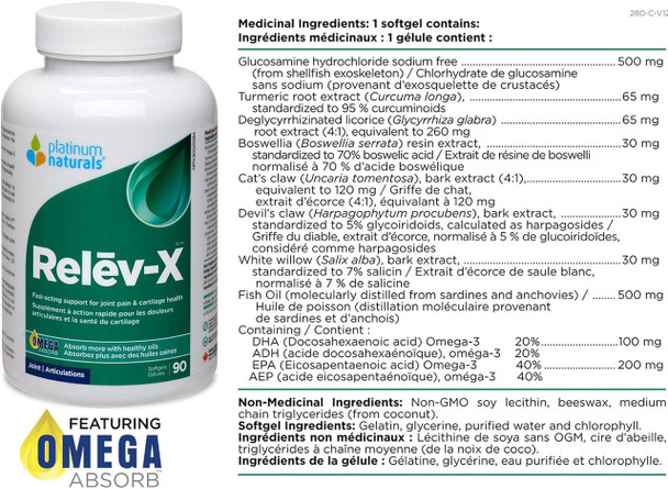 Platinum Naturals Relev-X Joint Care Pain Relief Softgels - Ingredient