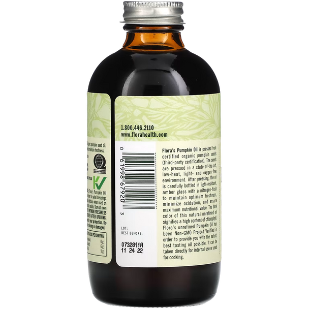 Flora - Organic Cold-Pressed Pumpkin Seed Oil Canada - Back