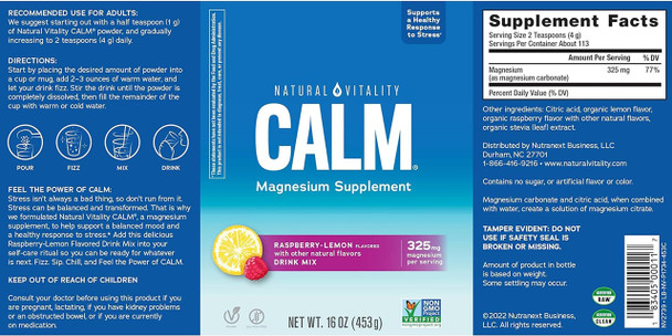 Natural Calm Ionic Magnesium Citrate Powder - Label