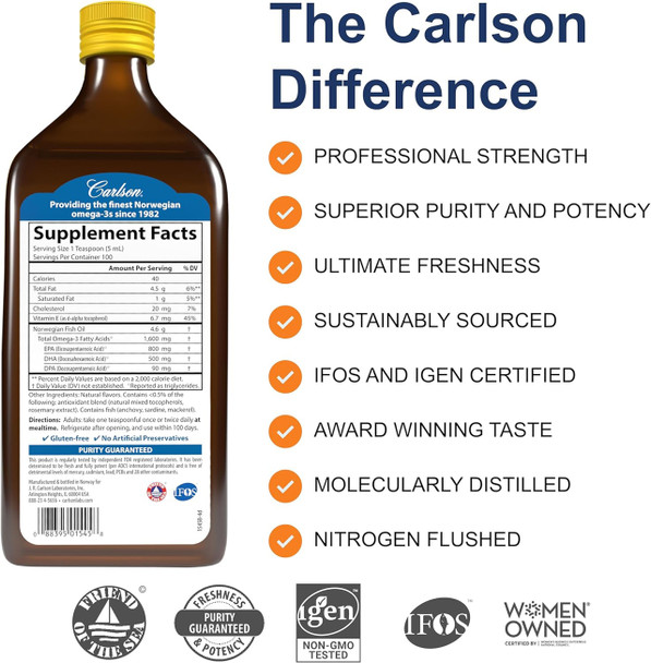 Carlson Norwegian Very Finest Natural Lemon Fish Oil - Benefits