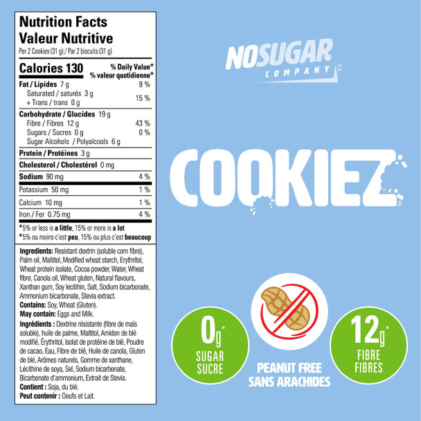 NO SUGAR Chocolate Sandwich Cookiez - Nutrition