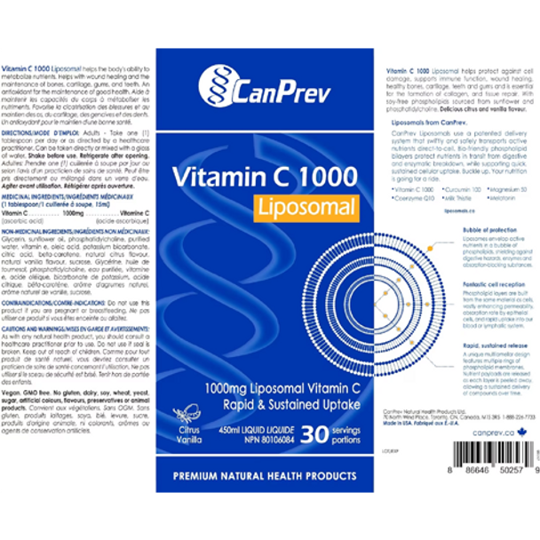 CanPrev - Vitamin C 1000 Liposomal - product label