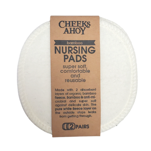 Cheeks Ahoy White Bamboo Reusable Nursing Pads 2 Pairs